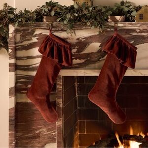 NWT Set of 2 Lulu & Georgia Mauree Velvet Stockings Sangria